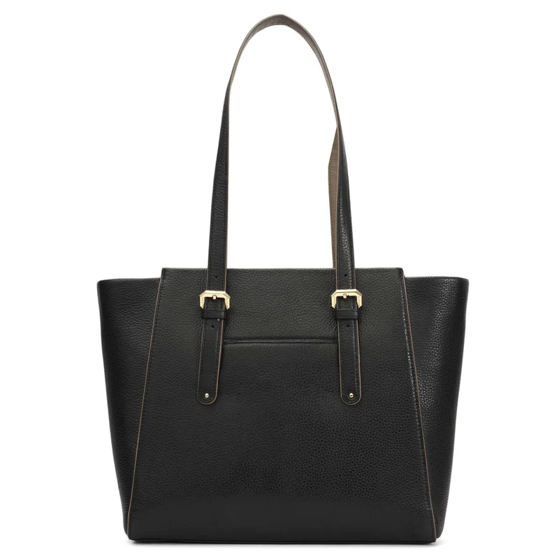 Da Milano Black Medium Wax Leather Tote - Black for Women | Best Price UAE